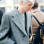 Kate Lanphear in Grey at Fashion Week street style