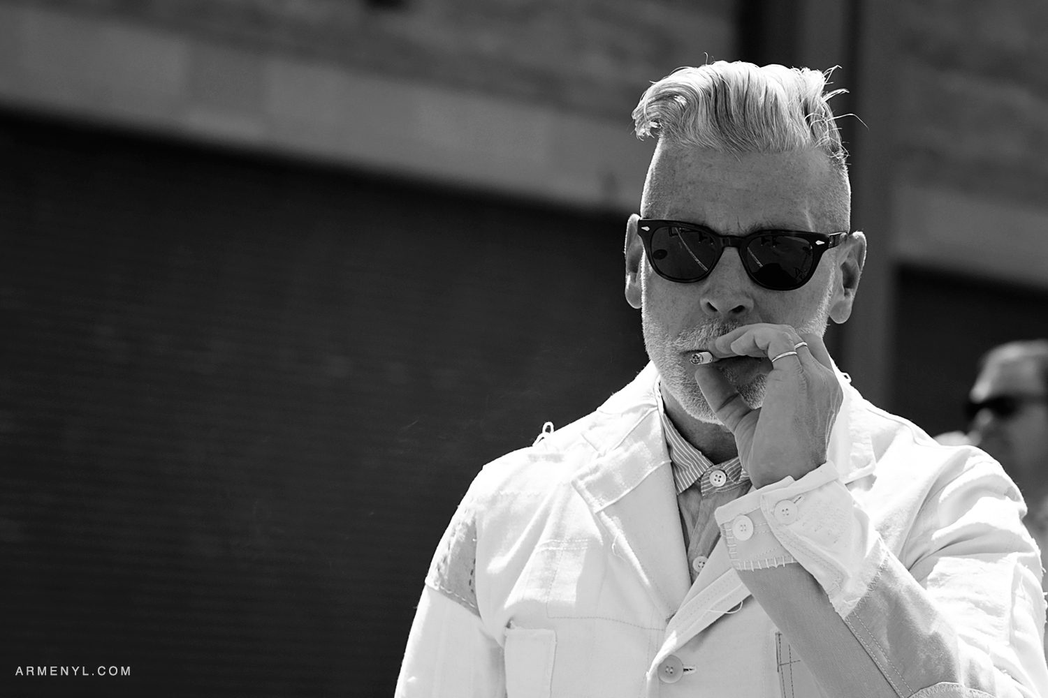 Nick Wooster at New York Men's Fashion Week 2015 street style photographed by Armenyl of Armenyl.com