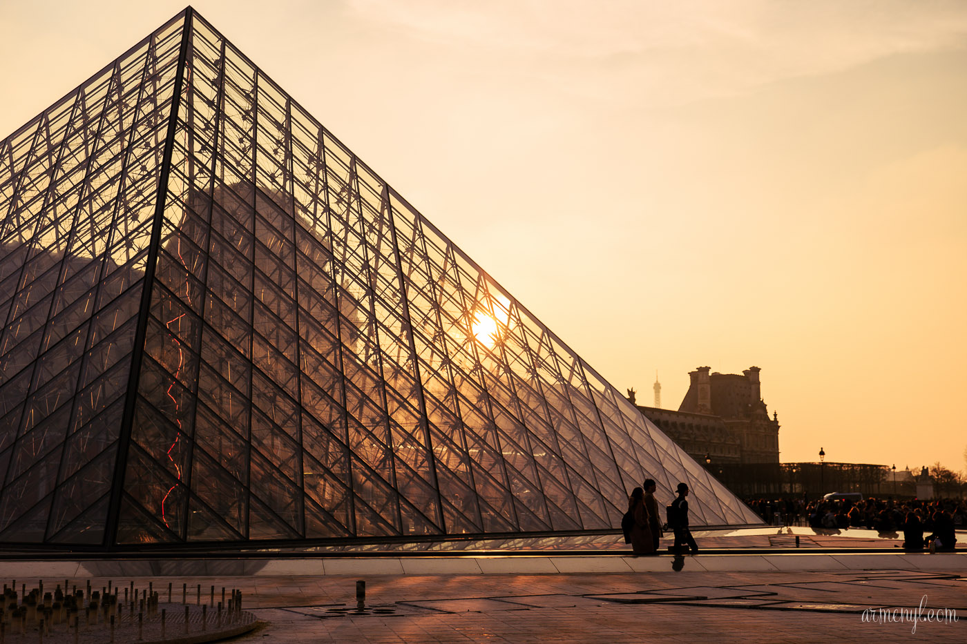 The Louvre in Paris France at sunset travel photography by Armenyl.com