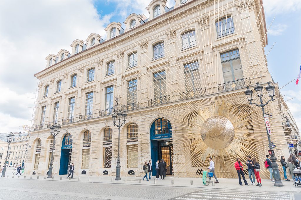 PARIS - SEPTEMBER 24: Facade Of Louis Vuitton Flagship Store Along