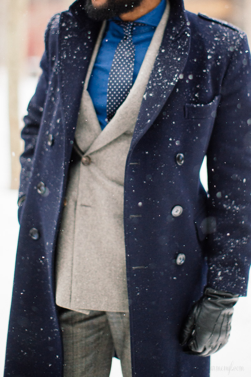 Grey and Blue suits Men's Street style at New York Fashion Week 2015 by Armenyl.com