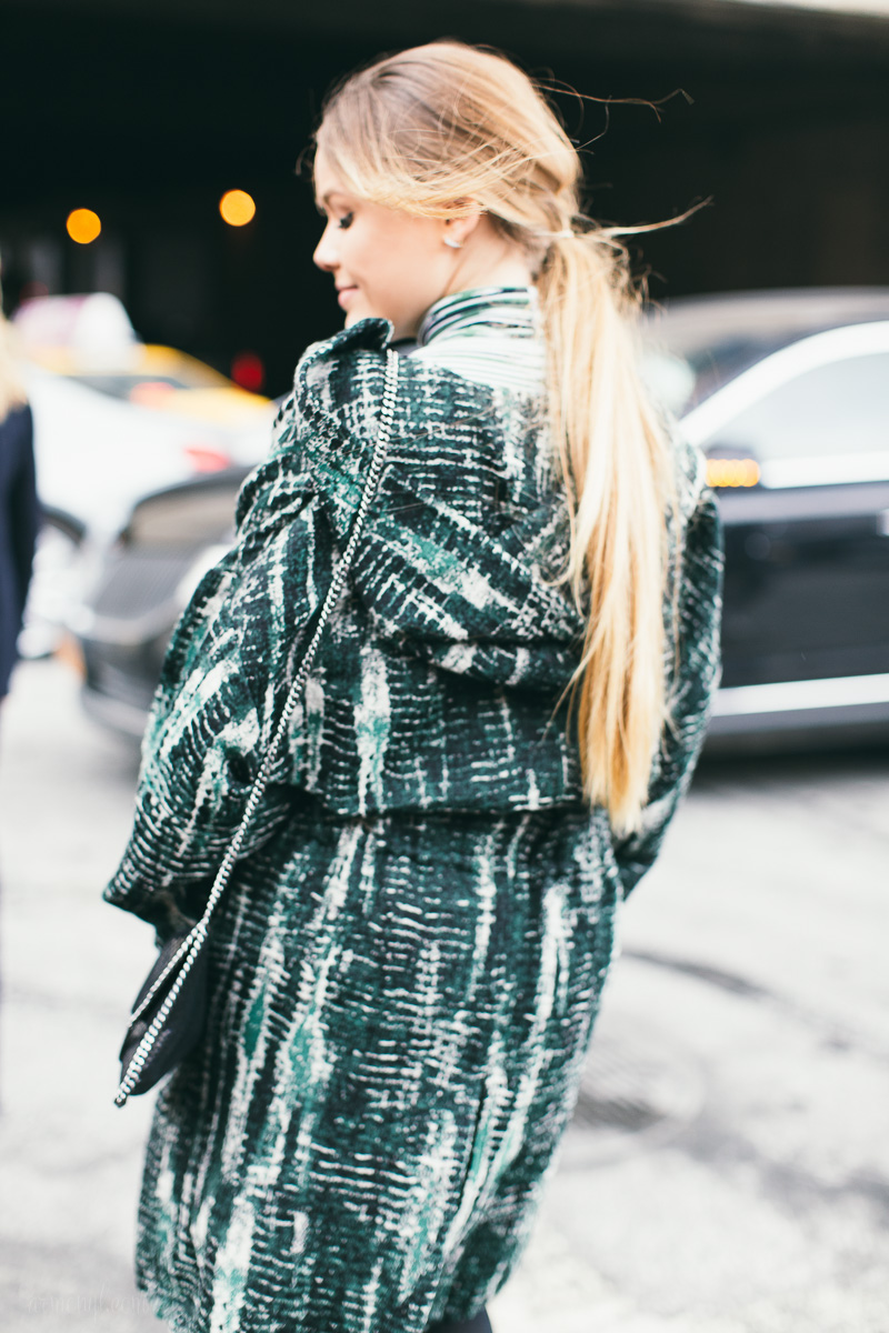 Kristina Bazan Kayture on the go photographed by Armenyl.com at NYFW