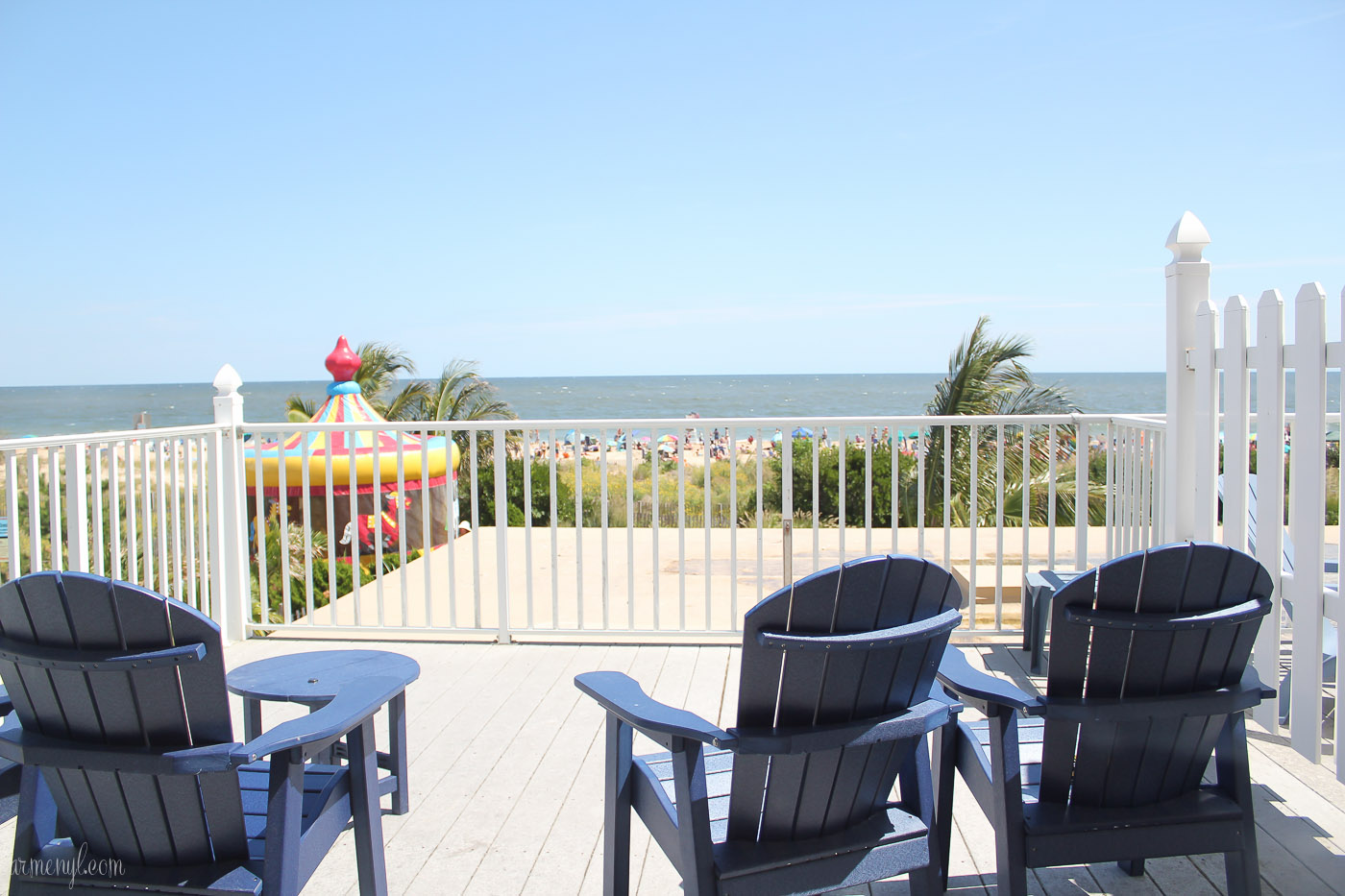 Beach Front View in Ocean City, beach chairs, carousel hotel by photograher Armenyl, armenyl.com