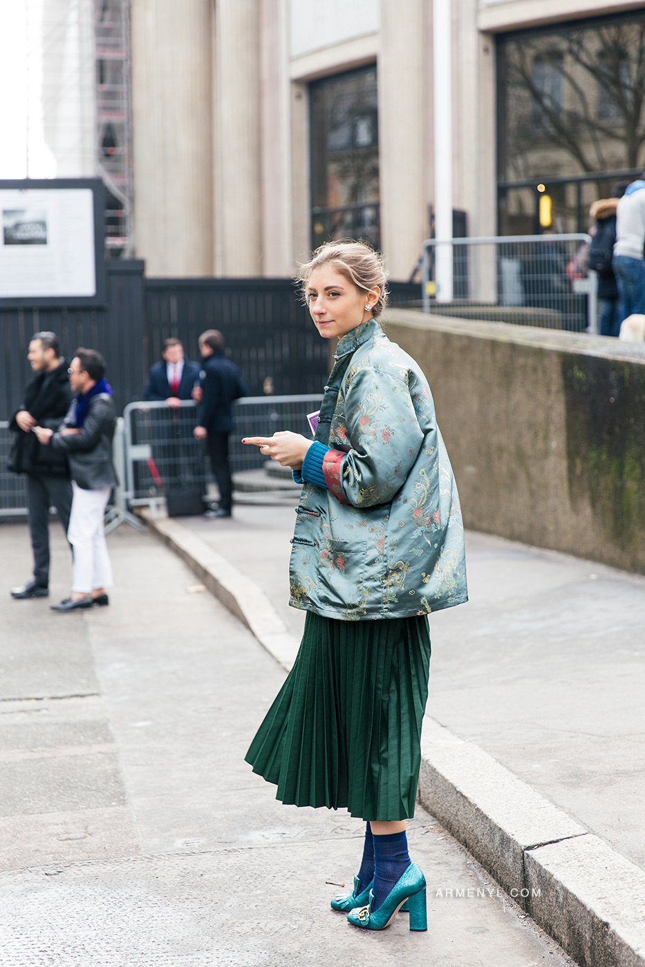 Fashion Illustrator Jenny Walton Street style outside Miu Miu AW 16 show in Paris on March 9 2016 photographed by Armenyl.com