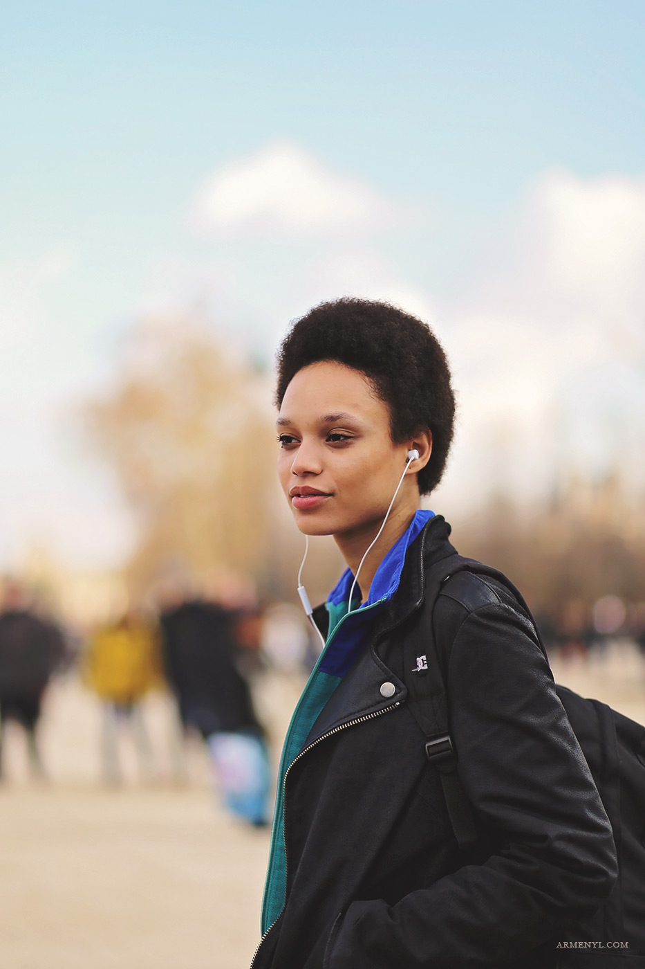 Model Afrodita Dorado at Paris Fashion Week FW 16 at Ellie Saab show in Tuileries on March 5th 2016 photographed by street style photographer Armenyl.com