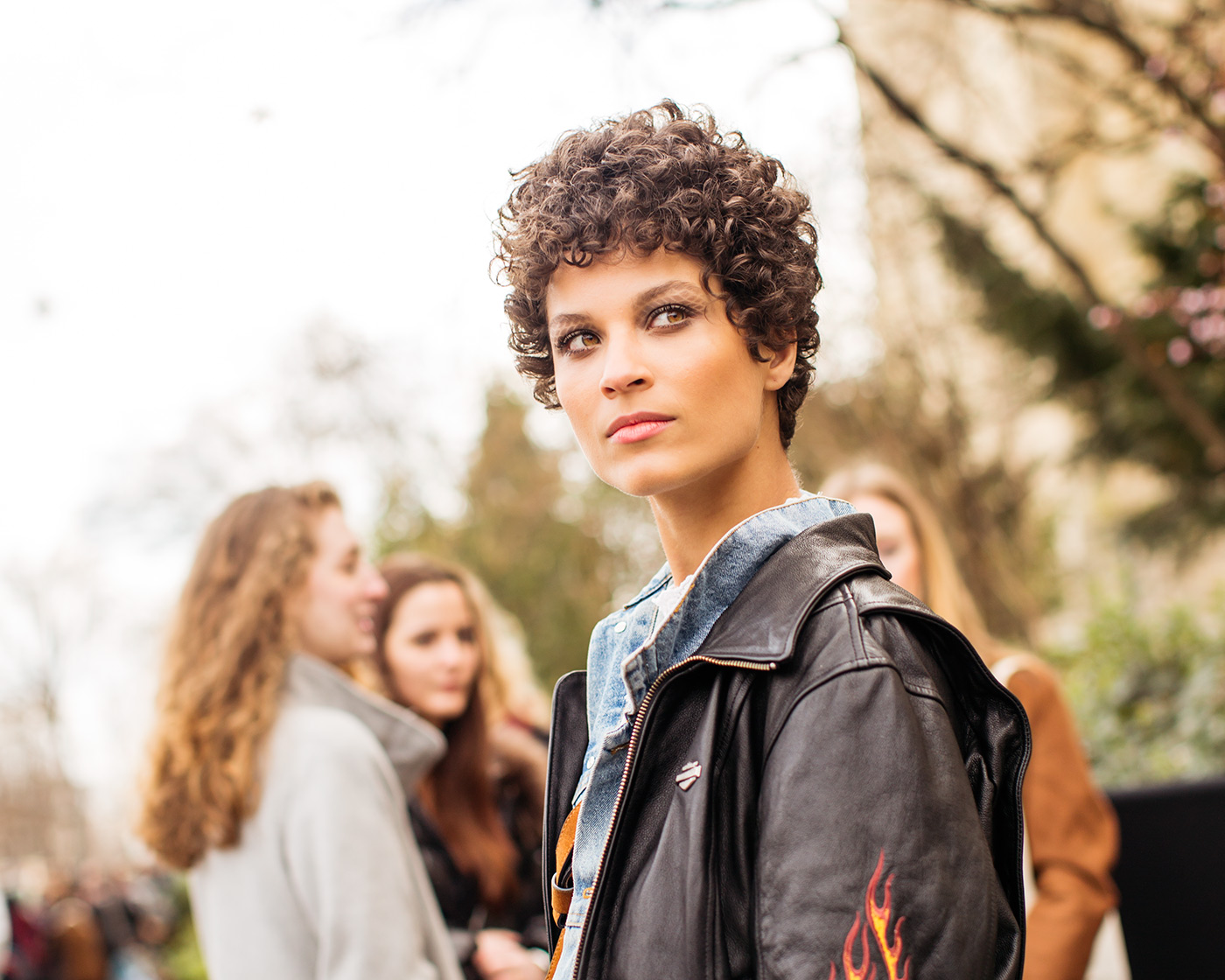 Fashion Model Ari Westphal's beautiful short curly hair photographed after Chanel FW 16 in Paris by