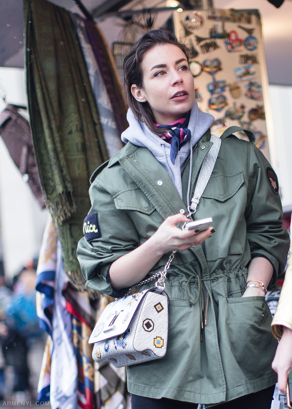 Irina Lakicevic in Paris after Sacai Fall Winter 16 show photographed by Armenyl.com