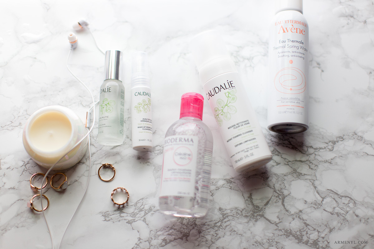 Best French beauty essentials, Caudalie Make up cleansing oil, Caudalie beauty Elixir, Bioderma Micellar water, Eau Thermale Avene