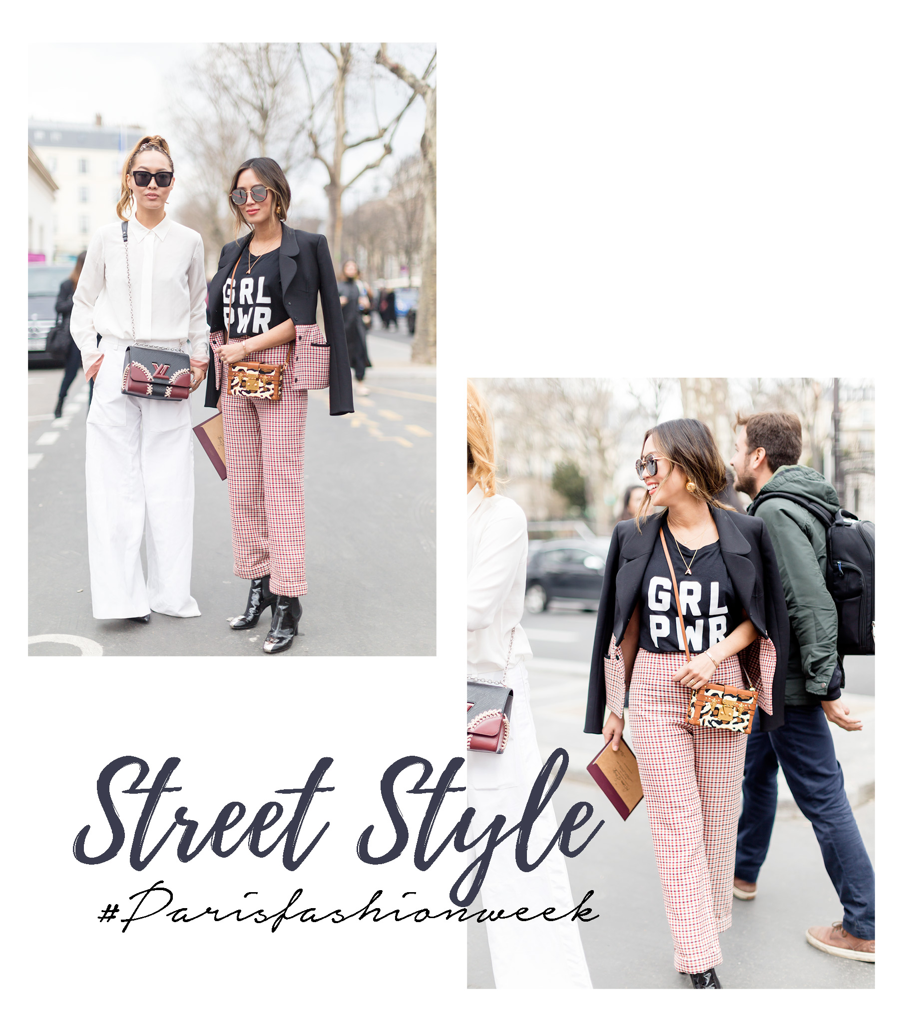 Aime Song and Dani Song style at Paris Fashion Week photographed by street style photographer Armenyl.com