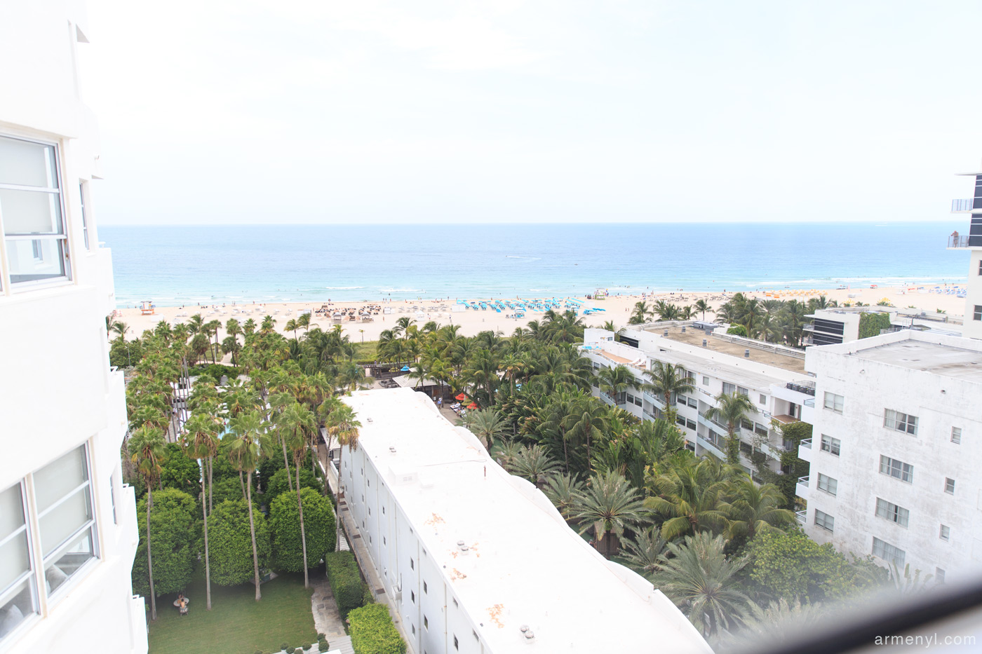 View of Miami south Beach from Delano Hotel in Miami photographed by Travel Blogger Armenyl.com