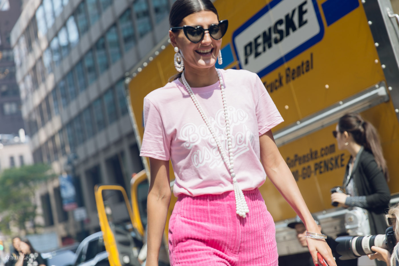 The best pink street style looks at New York Fashion Week