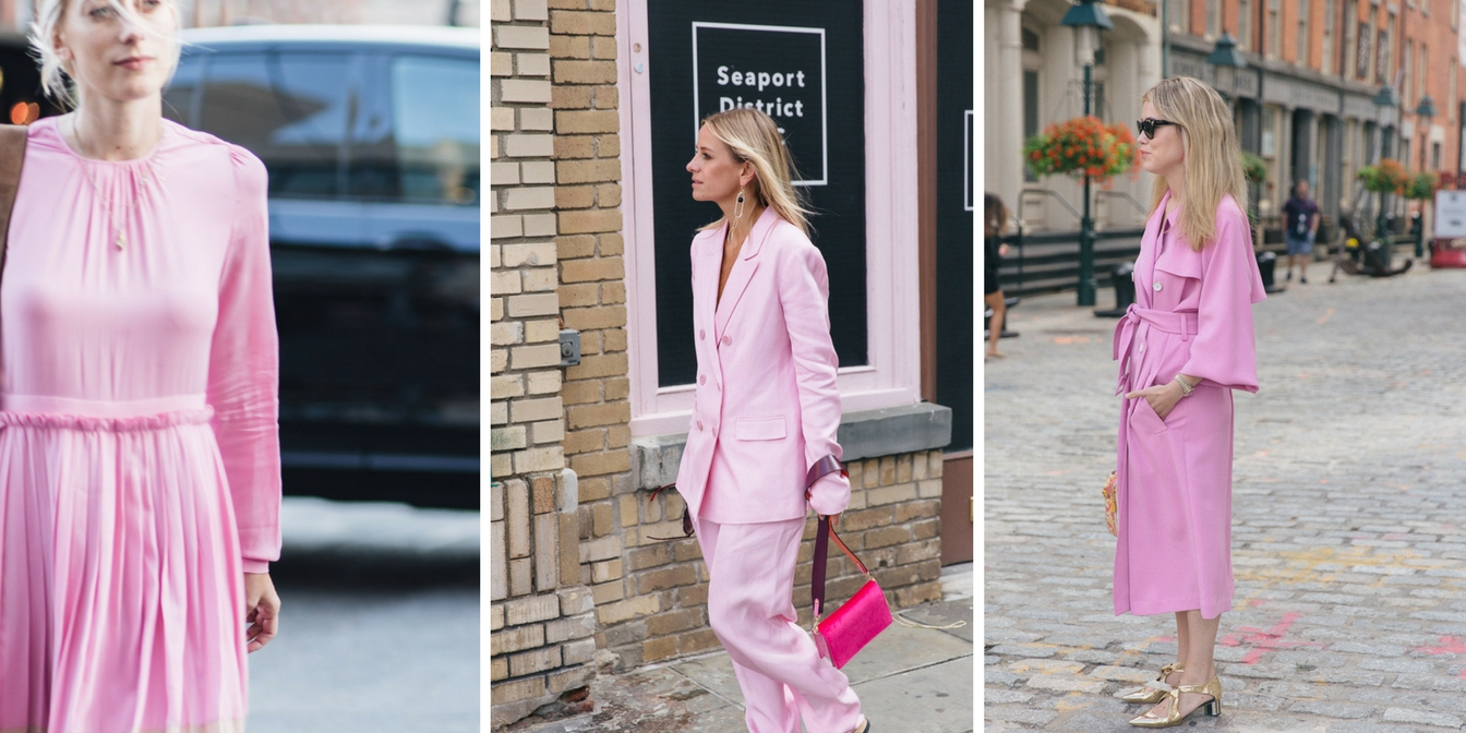 The best pink street style looks at New York Fashion Week SS 2018 photo by street style photographer Armenyl