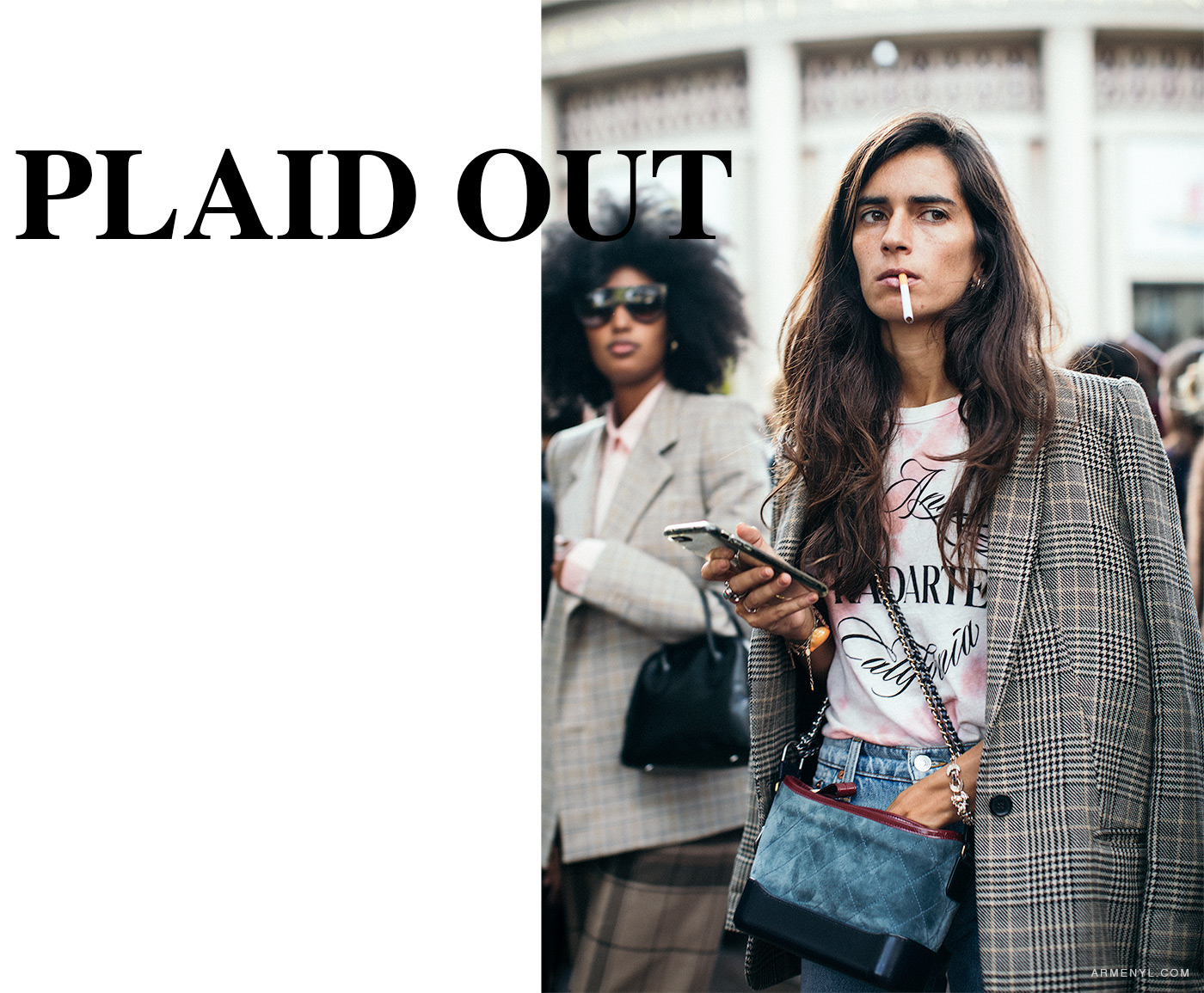 Plaid street style trend the biggest fall fashion trend at Paris fashion Week photography by Armenyl