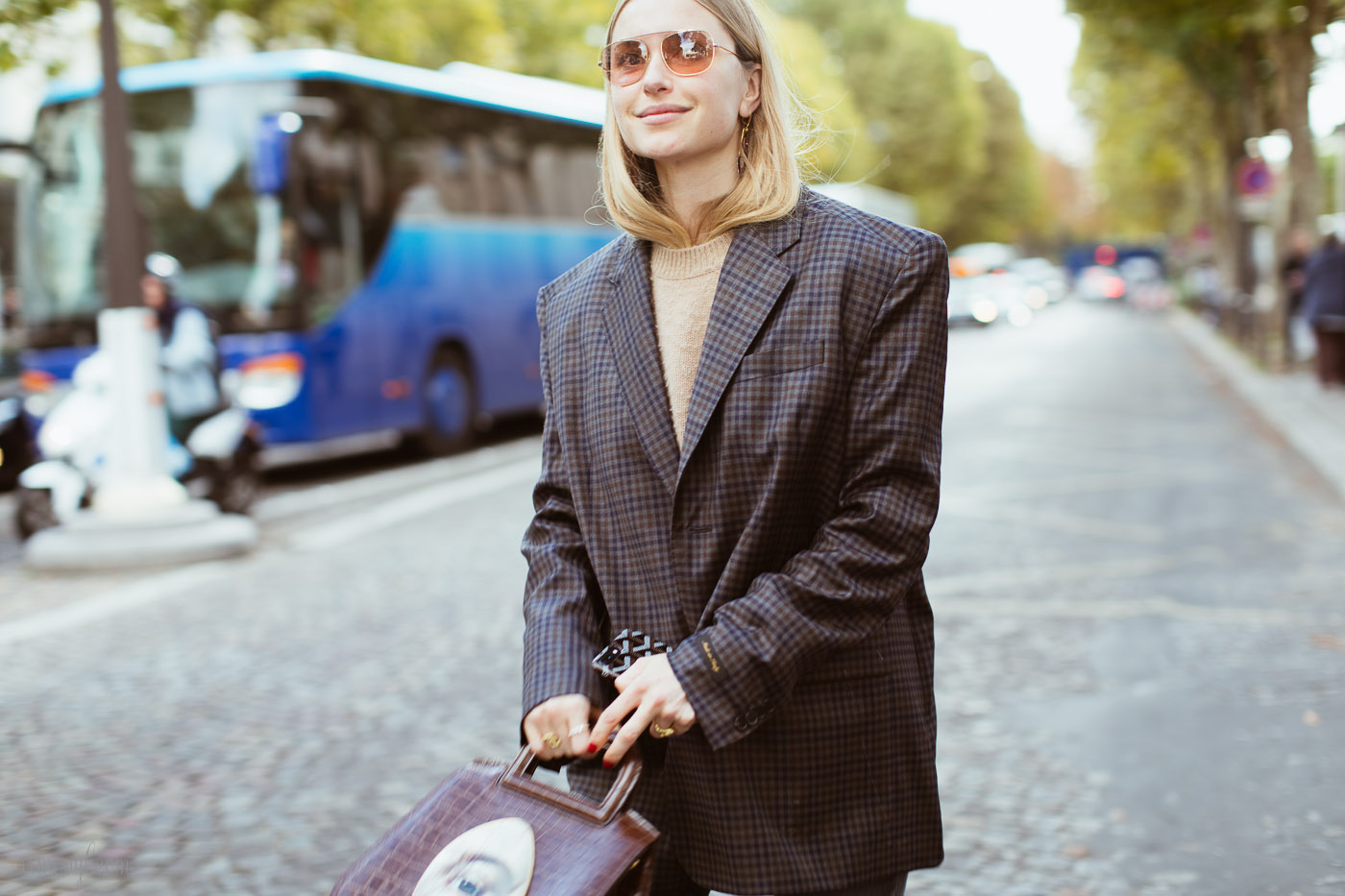 Plaid street style trend the biggest fall fashion trend at Paris fashion Week photography by Armenyl