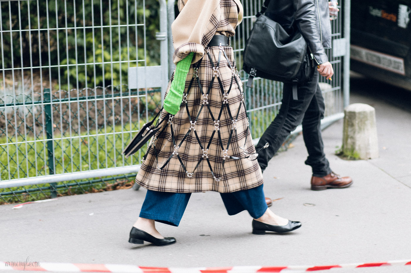 Plaid tartan street style looks at Paris Fashion Week photo by Armenyl