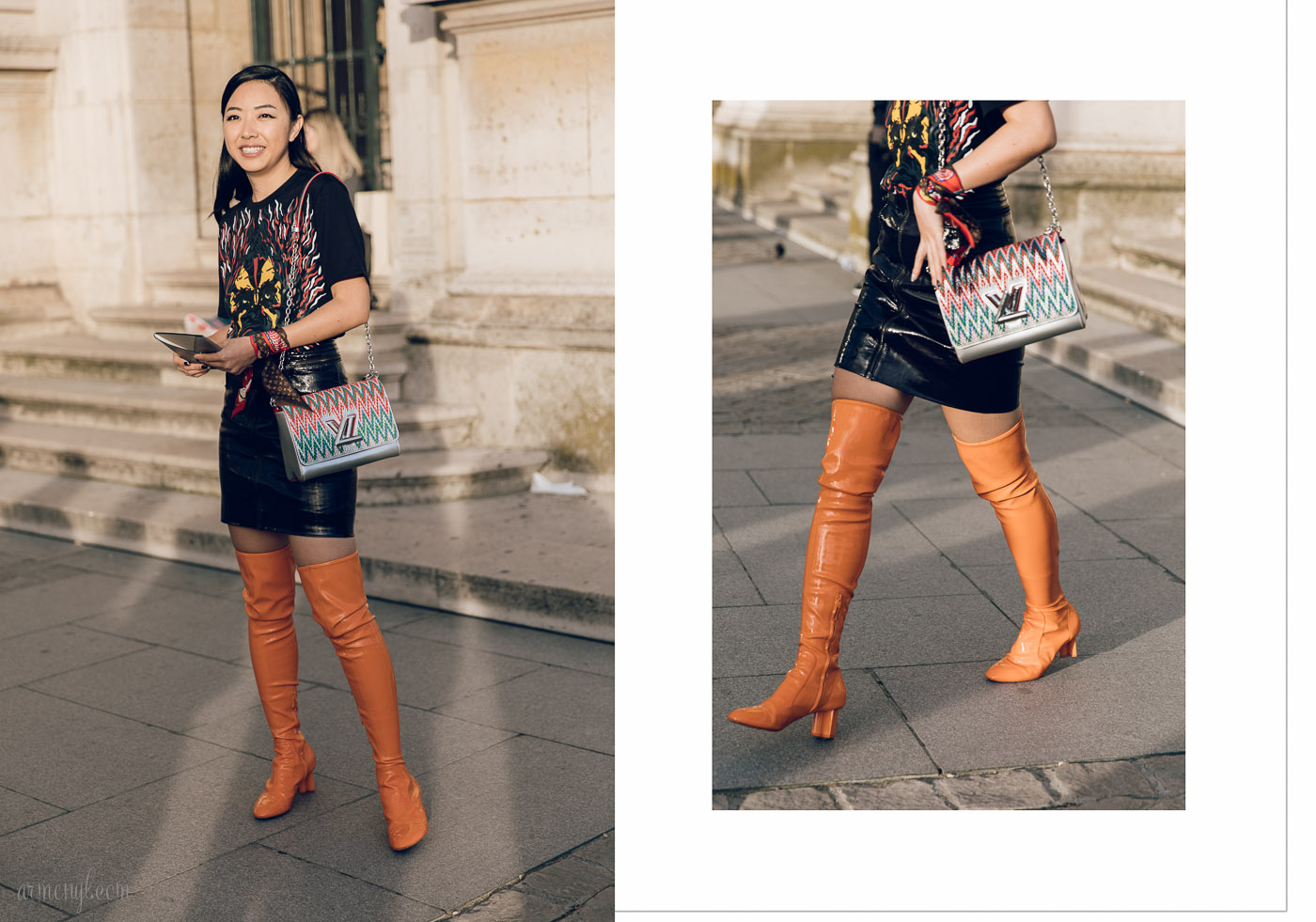 Street Style Fall Fashion Looks at Louis Vuitton SS 2018 Show in Paris photo by Fashion Photographer Armenyl