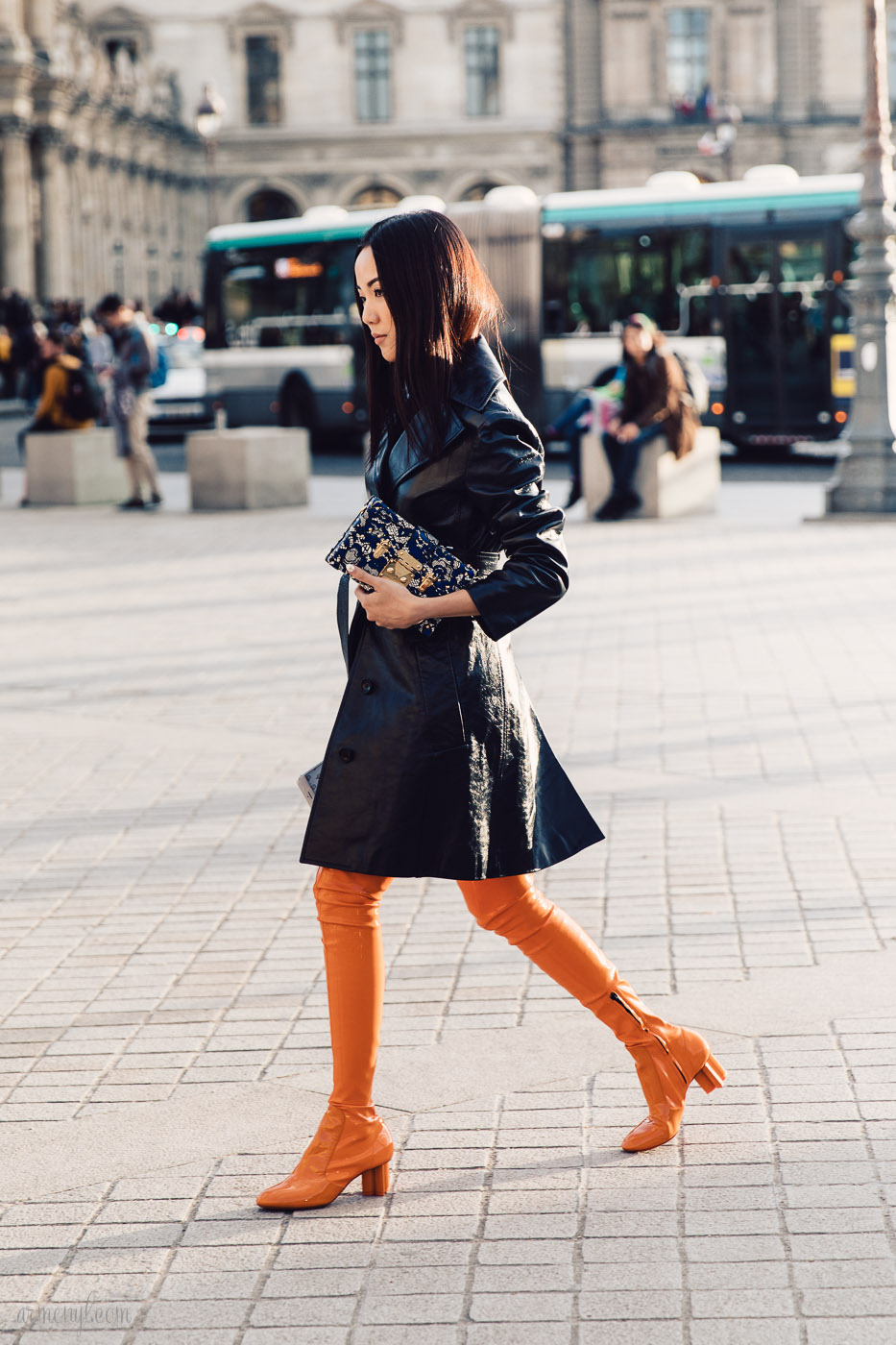 Street Style Fall Fashion Looks at Louis Vuitton SS 2018 Show in Paris photo by Fashion Photographer Armenyl