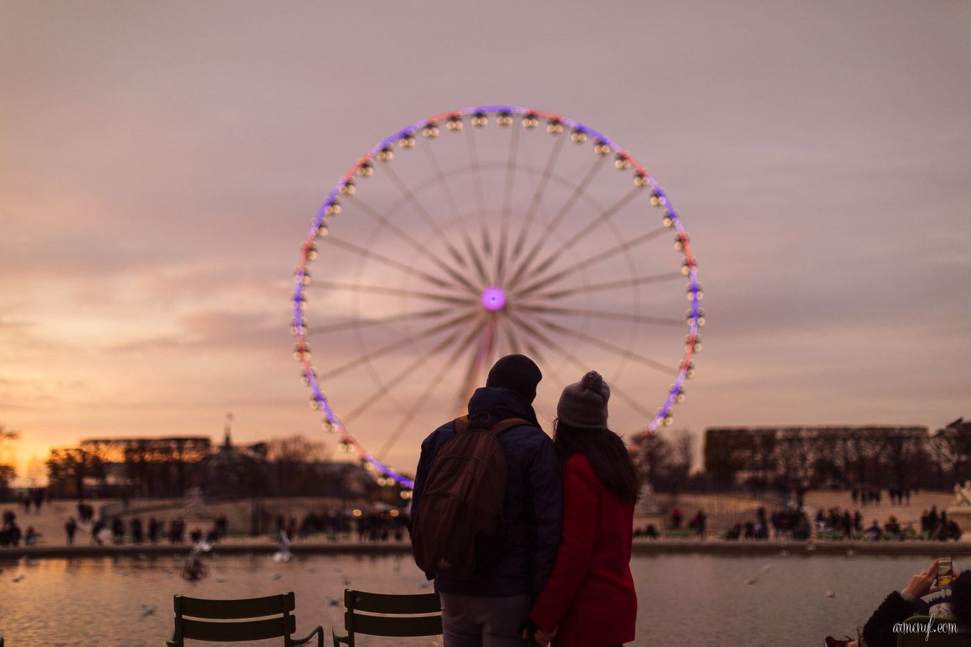 Romantic couple in Paris at Tuileries garden photo by Armenyl