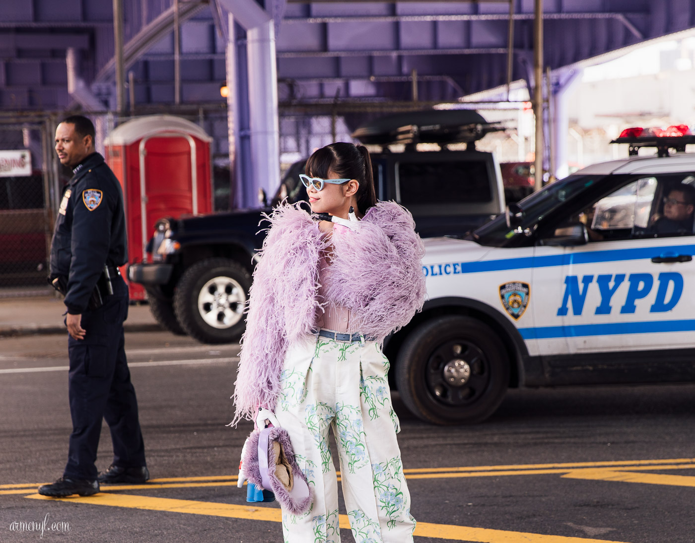 Pastel Street Style look at Coach FW 18 Show at New York Fashion Week by Armenyl