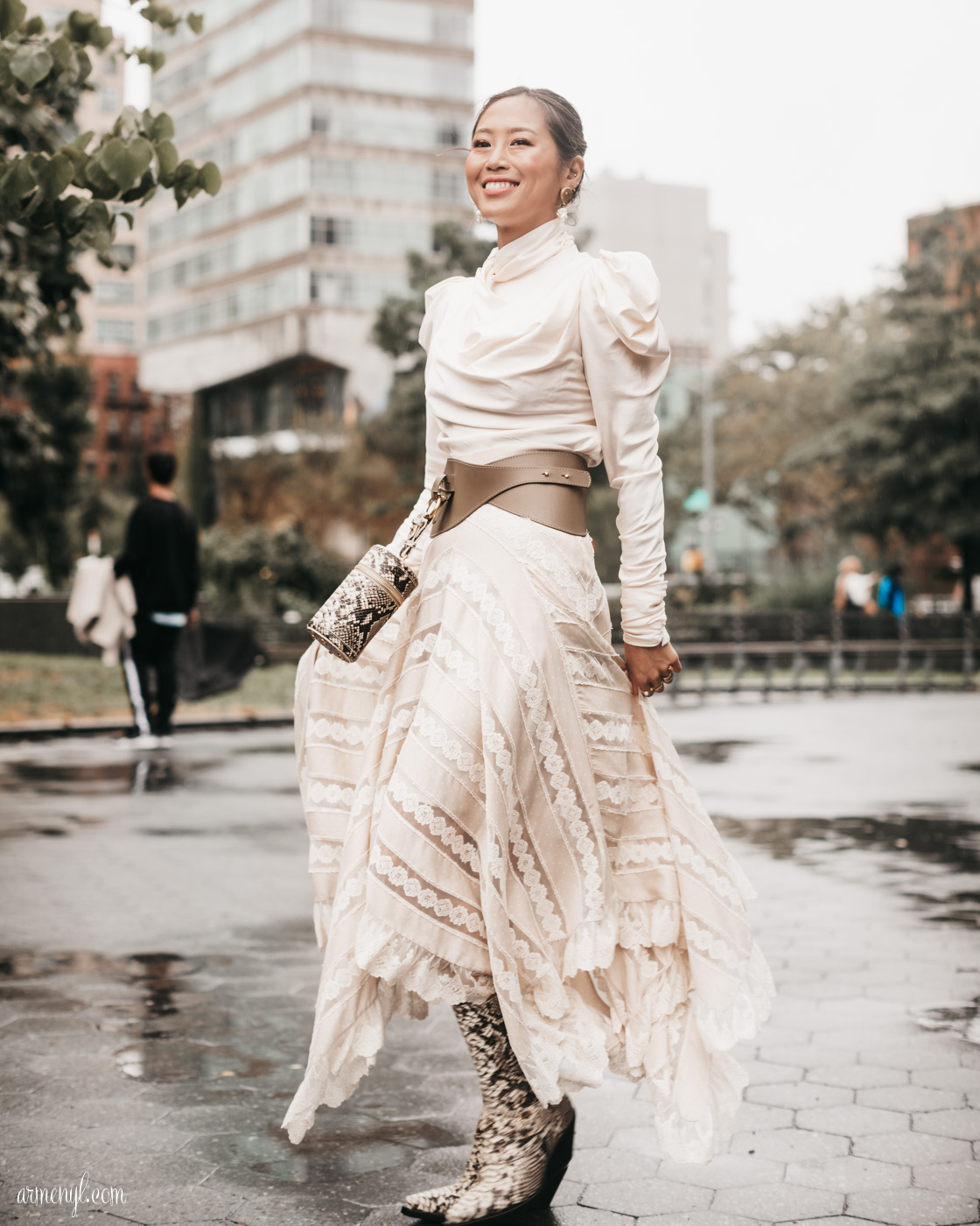 Aimee Song / Song of style in Zimmerman at New York Fashion Week SS 19 photo by Armenyl